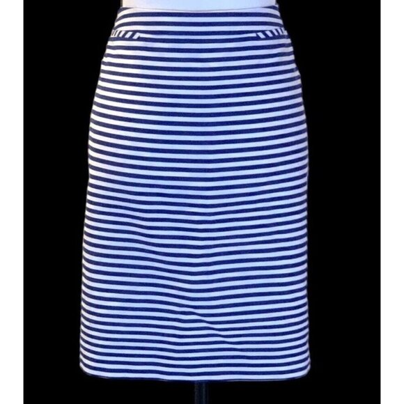 Halogen Womens Blue White Striped Straight Pencil Skirt Size 14 Lined Classy - Picture 7 of 16